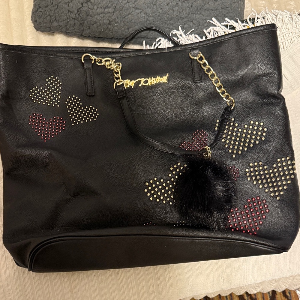 Betsey Johnson Black and Red Heart Tote